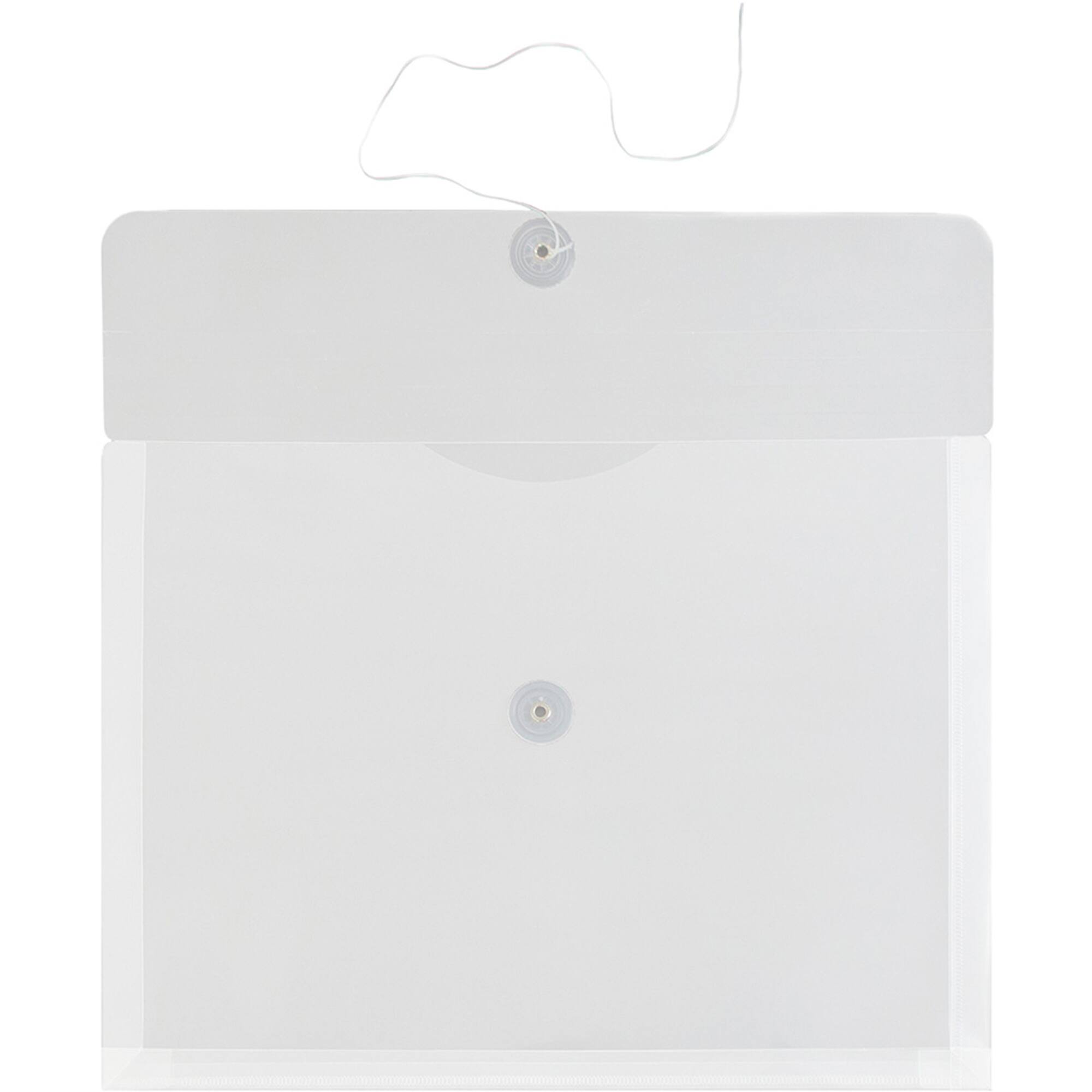 JAM Paper Booklet Plastic Envelopes with Button and String Closure